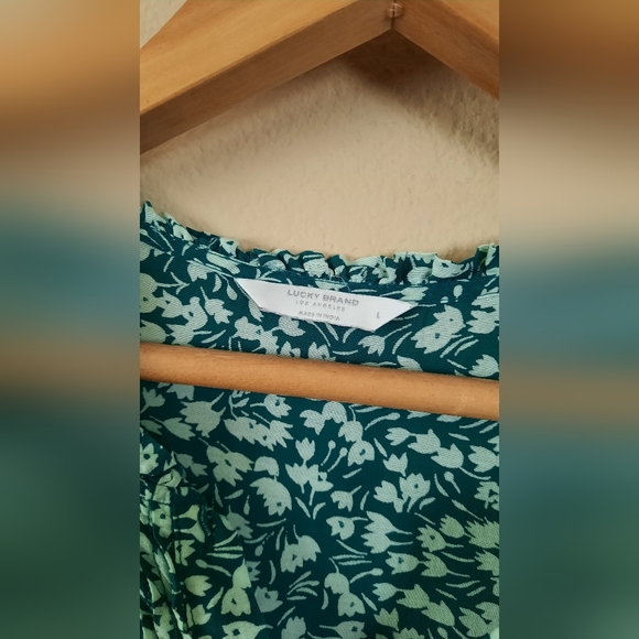 Lucky Brand Green White Floral Parisian Chic Button Down Dress - Picture 3 of 6